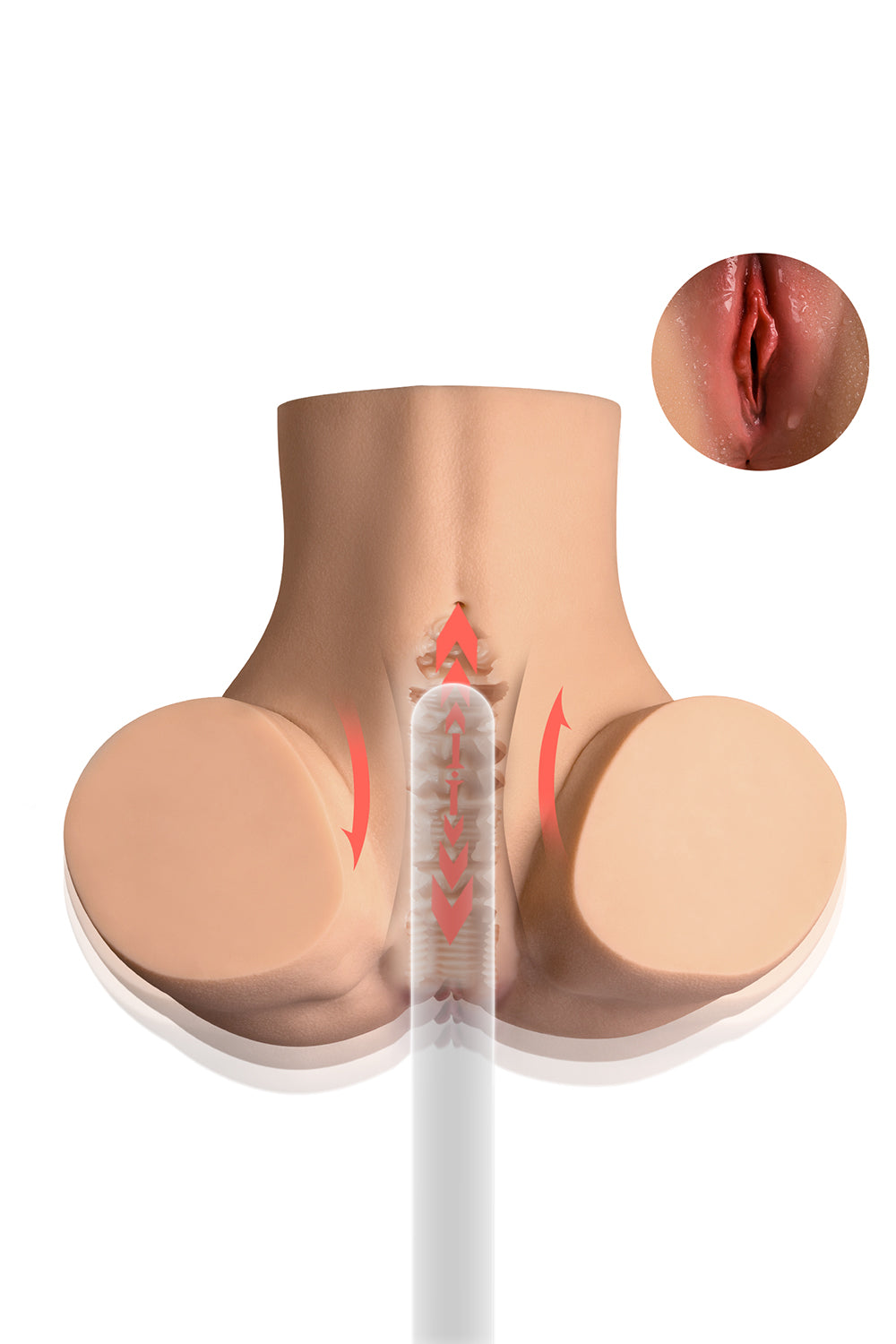 US Stock - RIDMII TPE Vagina Stroking Torso Ass Electric Sucking Sexy Ass Doll SQ-MAS50084V