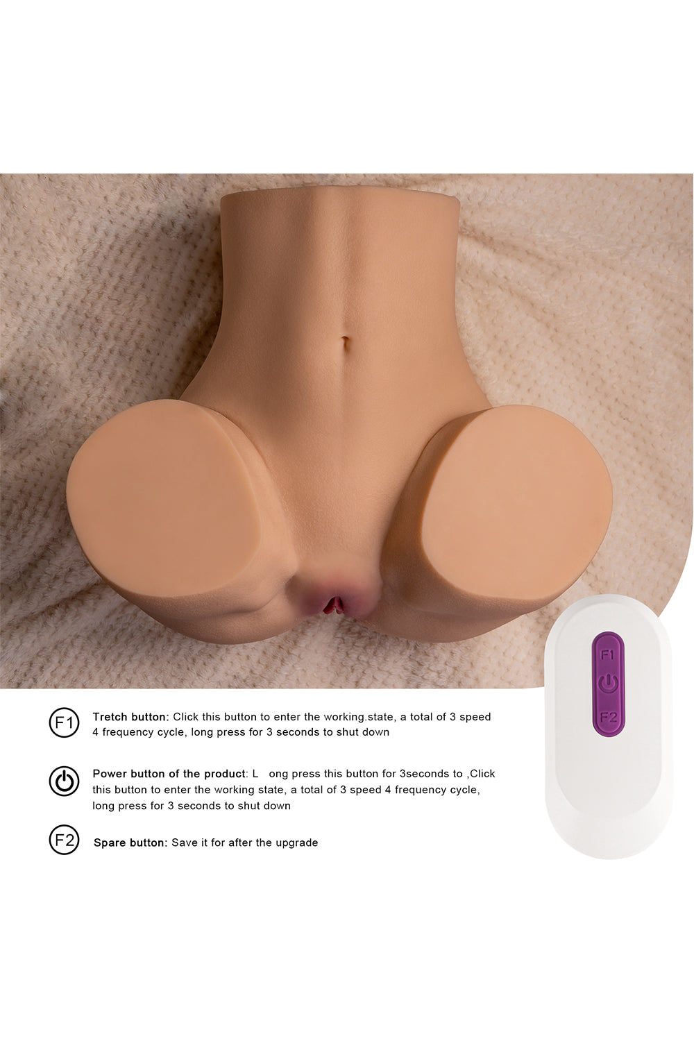 US Stock - RIDMII TPE Vagina Stroking Torso Ass Electric Sucking Sexy Ass Doll SQ-MAS50084V