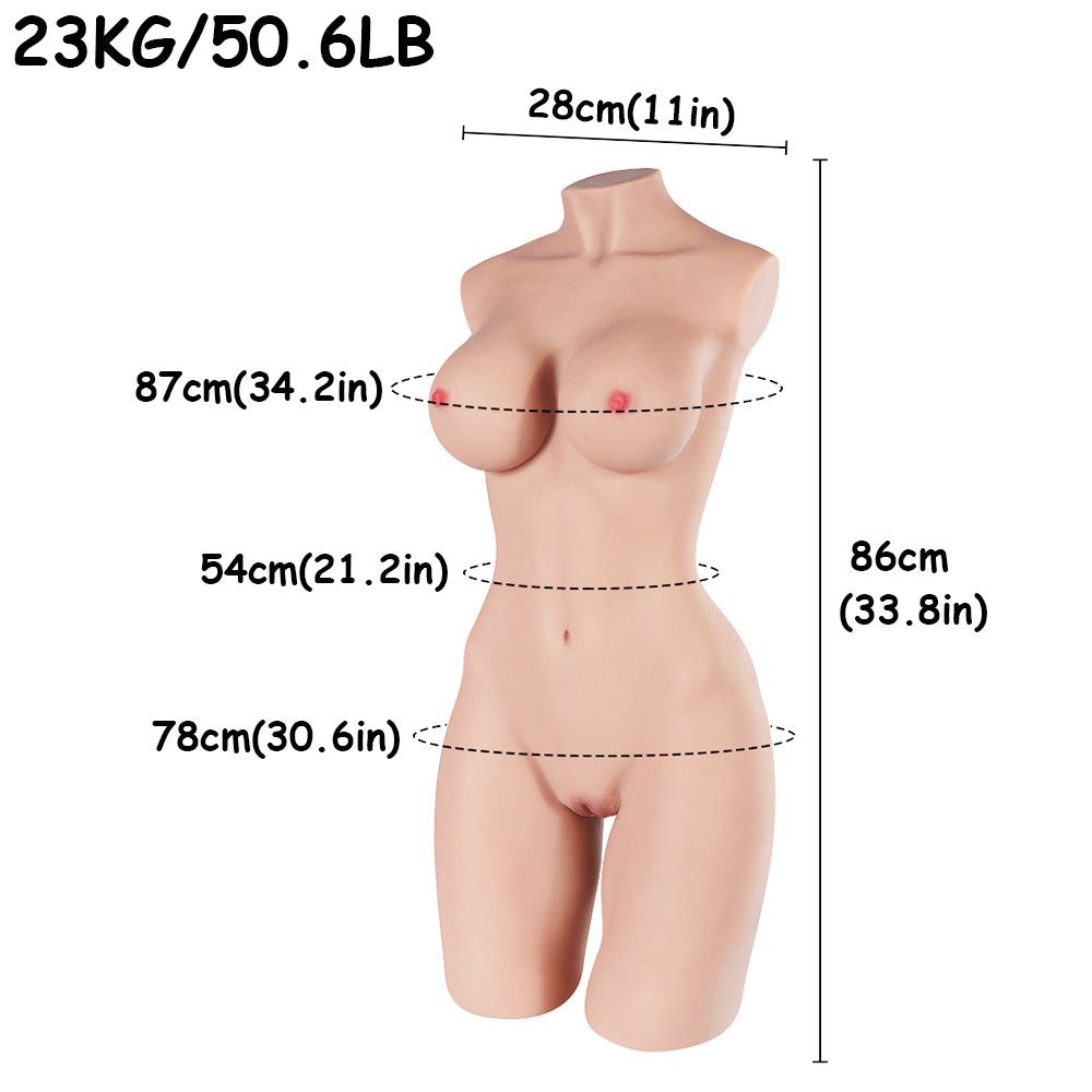 EU Stock - TPE 50.6 lbs/23kg Realistic Full Size Half Body Hot Love Sex Doll Torso For Men