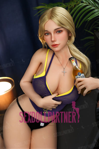 US Stock - RIDMII Unique Design Nyx 5ft38/ 164cm 1129E ROS Silicone Head TPE Body Blonde Girl Realistic Blowjob Sex Doll Free 2nd Head