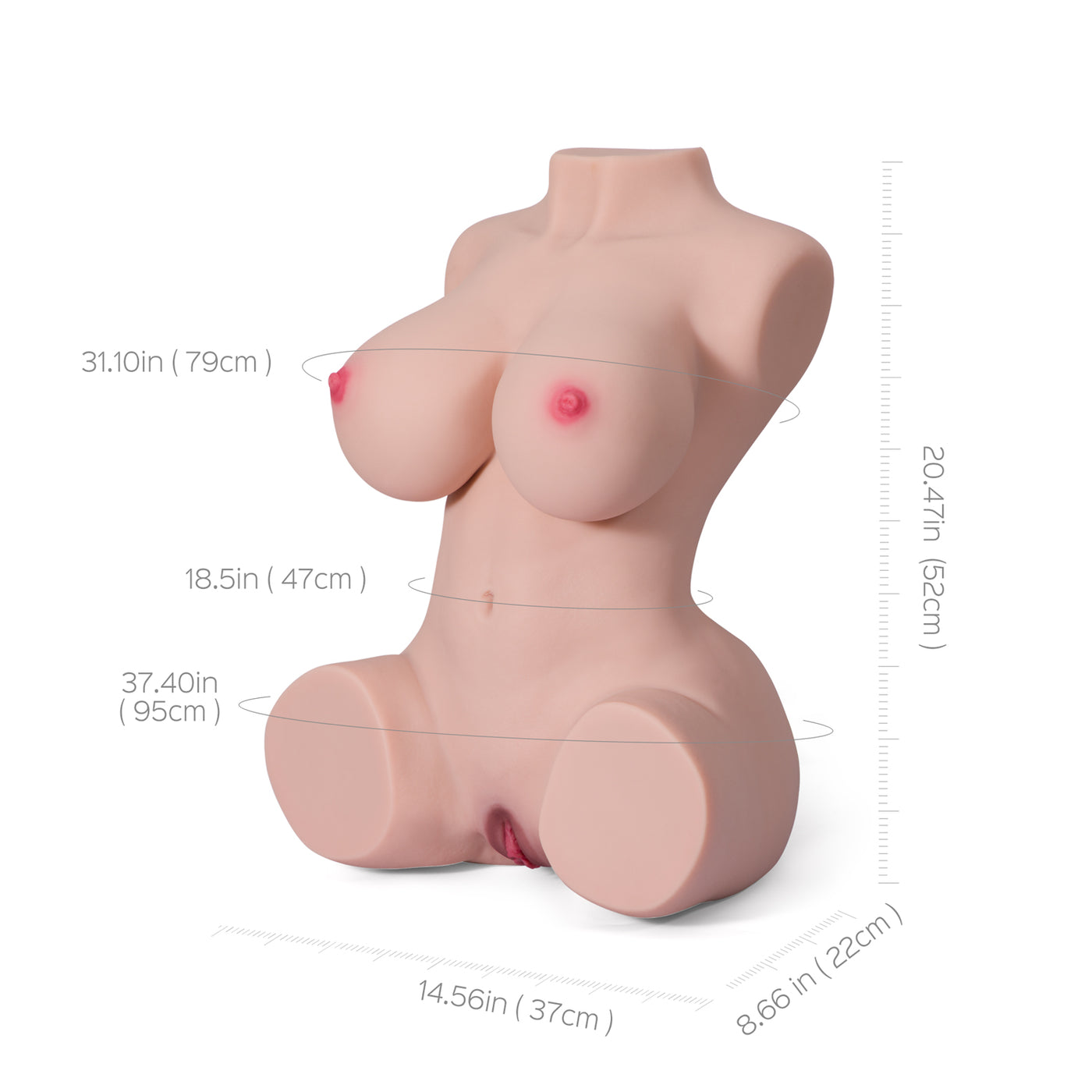 US Stock - TPE Real Life Best Half Body Sex Doll Torso Masturbator With Big Breast For Man