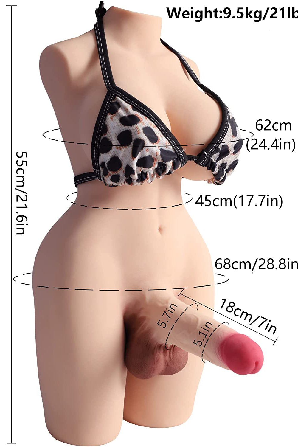 EU Stock - TPE 21 lbs Best Realistic Futa Sex Torso With Big Penis