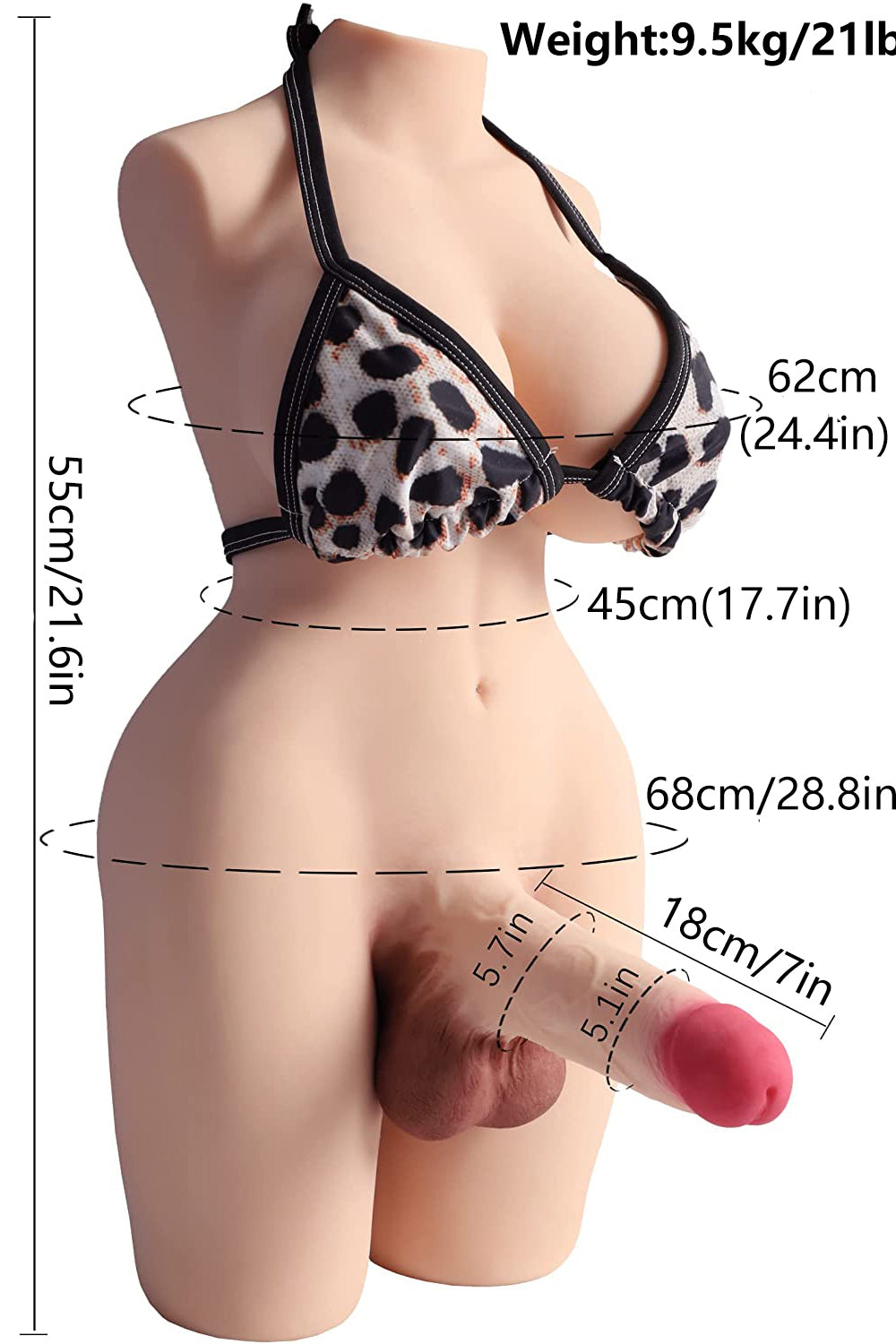 EU Stock - TPE 21 lbs Best Realistic Shemale Sex Doll Torso With Big Penis