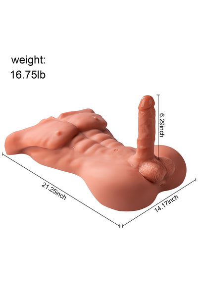 EU Stock - MA30008 Full TPE Dark Tanned Masculine Male Sex Doll Torso For Female