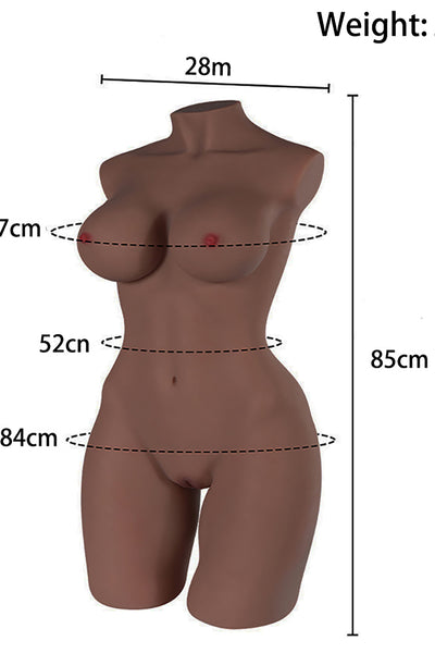 EU Stock - TPE 50.6 lbs/23kg Dark Taned Real Size Half Body Sex Doll Torso For Men