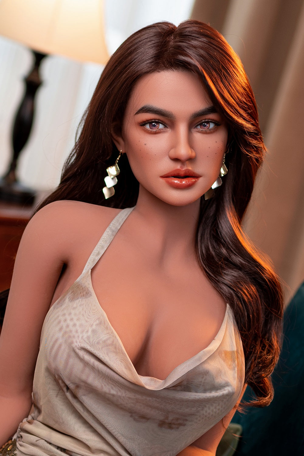 US Stock - YAMIEE Gemma 5ft34/ 163cm Unique Design Silicone Head SNK27 TPE Latina Realistic Sex Doll For Blowjob
