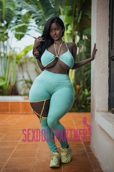 Winifred 5ft34/ 163cm Silicone Head + TPE Body Huge Boobs And Butt Fat BBW Black Sex Doll With Thick Thighs