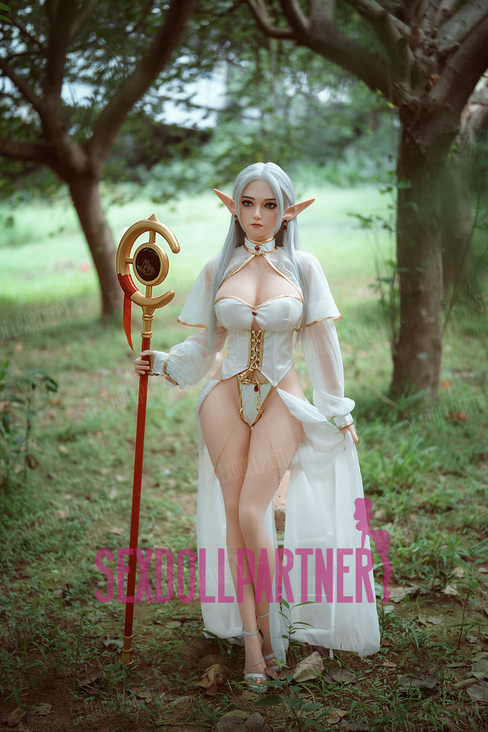 US Stock - YAMIEE Nolia 5ft25 / 160cm #K66 Silicone Head + TPE Body Big Boobs ELF Hot Adult Sex Doll Free 2nd Head