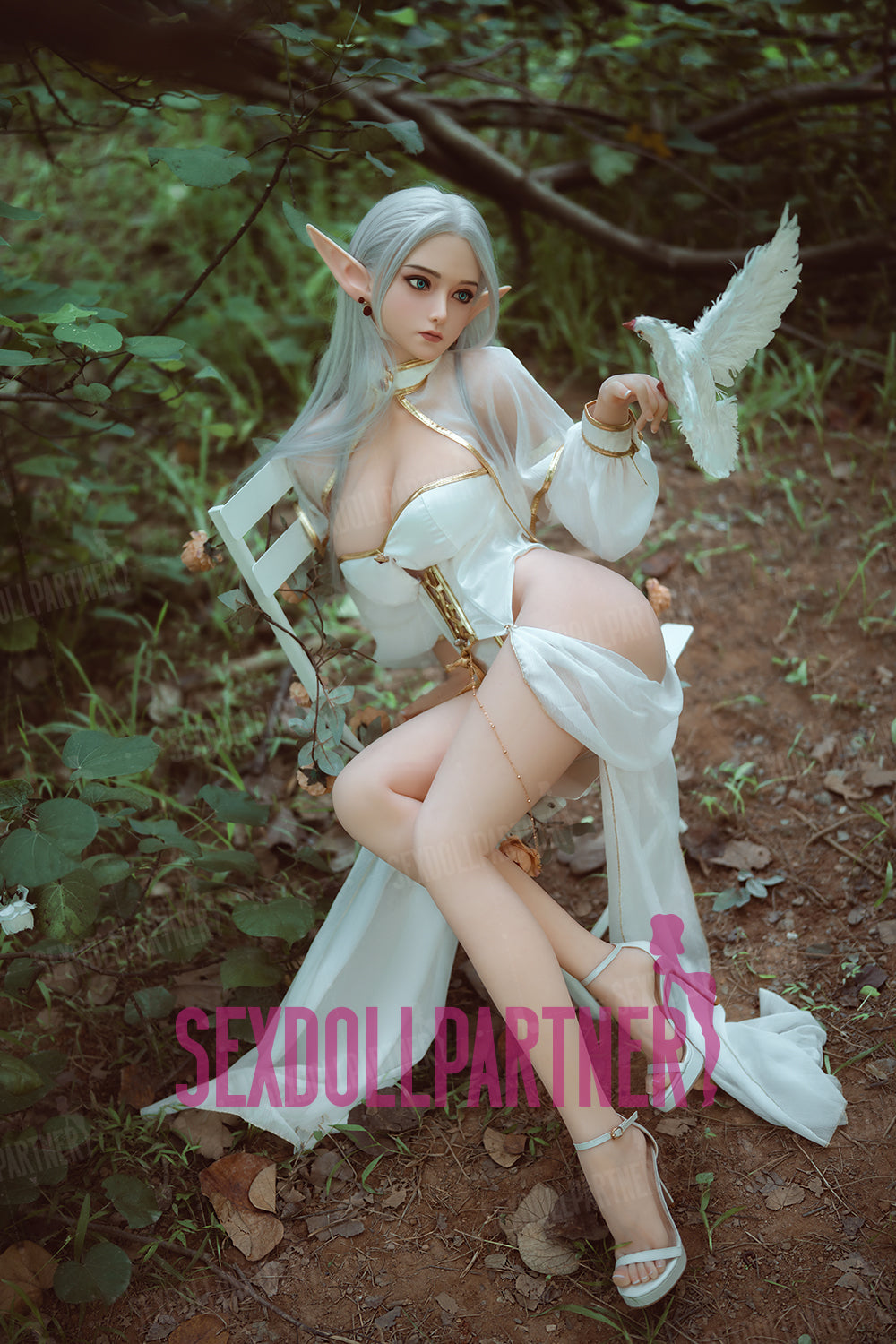 US Stock - YAMIEE Nolia 5ft25 / 160cm #K66 Silicone Head + TPE Body Big Boobs ELF Hot Adult Sex Doll Free 2nd Head