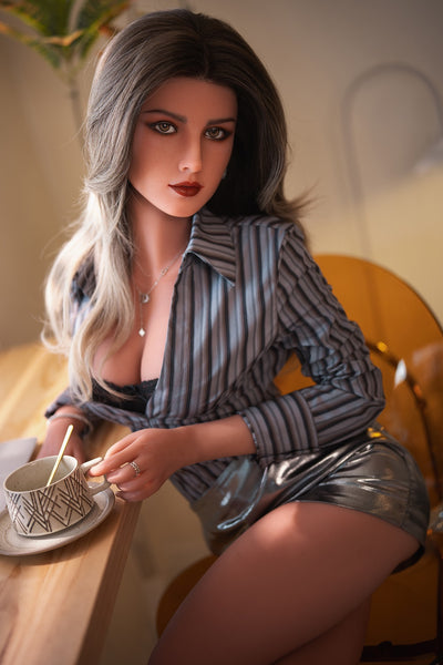 US Stock - Pearl 5ft45 / 166cm S7 Silicone Head TPE Body Tan Sexy Adult Love Sex Doll With Small Boobs