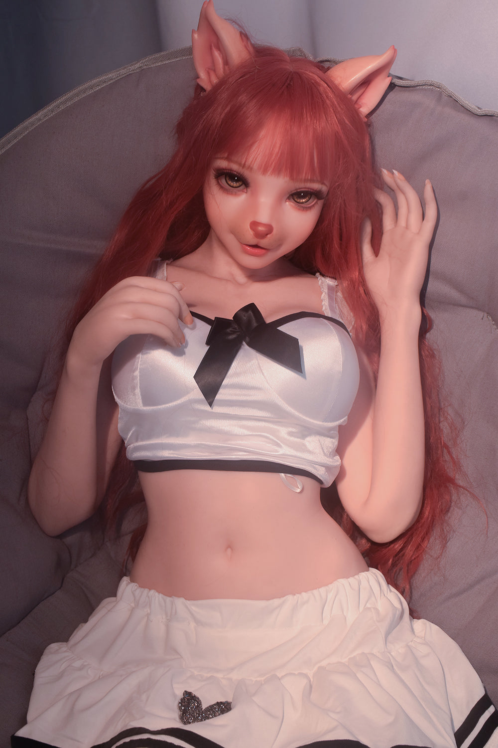 Neko 4ft92/ 150cm #ZHB003 Full Silicone Furry Cat Hentai Sex Doll With Small Boobs