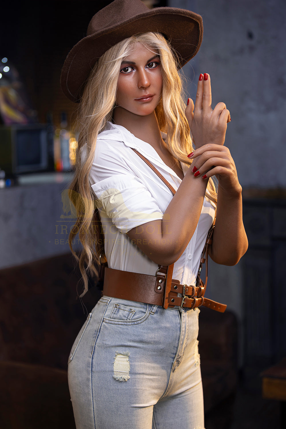 Irontechdoll Ellie 5ft31/ 162cm #S50 Head TPE  Tanned Small Tits Realistic Blonde Lady Sex Doll
