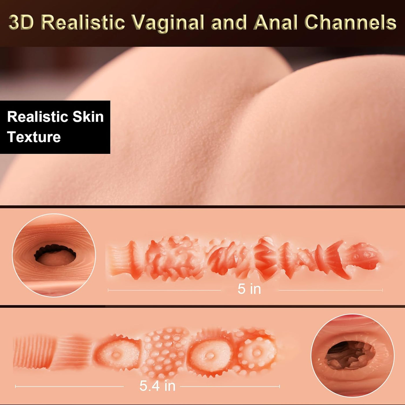 EU Stock - TPE 24.25 lbs Nature Skin Real Size Big Butt Realistic Sex Doll Torso With Auto Vagina Sucking