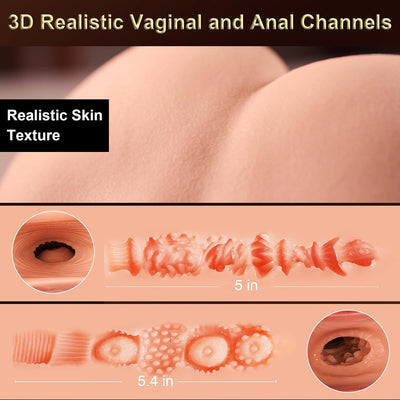 EU Stock - TPE 24.25 lbs Nature Skin Real Size Big Butt Realistic Sex Doll Torso With Auto Vagina Sucking
